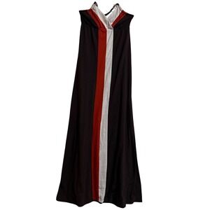 L8teR Striped Maxi Dress Halter Neck Boho Flowy Tank Brown Red White Size S Y2K